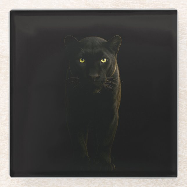 Black 4 Luxe Glass coaster, Black Panther Glasuntersetzer (Vorderseite)