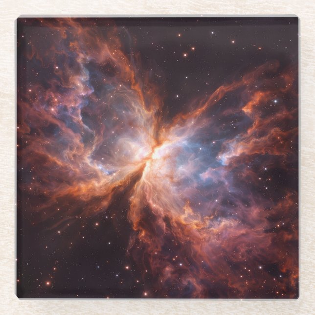 Black 4 Luxe Glass coaster, Butterfly Nebula Glasuntersetzer (Vorderseite)