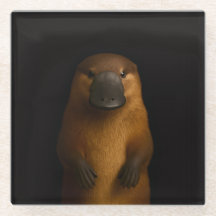 Black 4 Luxe Glass coaster, Elegant Platypus