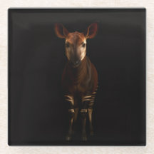 Black 4 Luxe Glass coaster, Forest Okapi