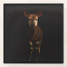 Black 4 Luxe Glass coaster, Forest Okapi Glasuntersetzer