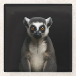 Black 4 Luxe Glass coaster, Gentle Lemur Glasuntersetzer