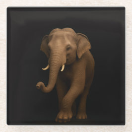 Black 4 Luxe Glass coaster, Indian Elephant Glasuntersetzer