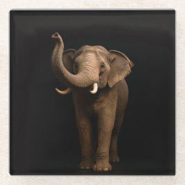 Black 4 Luxe Glass coaster, Mighty Elephant Glasuntersetzer