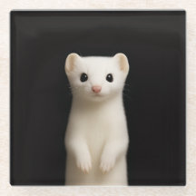 Black 4 Luxe Glass coaster, Stylish Ermine