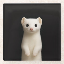Black 4 Luxe Glass coaster, Stylish Ermine Glasuntersetzer