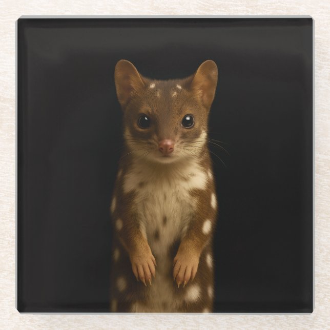 Black 4 Luxe Glass coaster, Sweet Quoll Glasuntersetzer (Vorderseite)