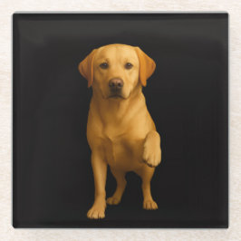 Black 4 Luxe Glass coaster, Tender Labrador Glasuntersetzer