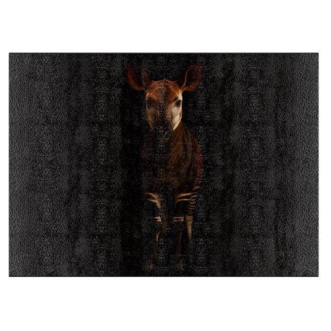 Black 4 Luxe Glass cutting board Forest Okapi Schneidebrett (Vorderseite)