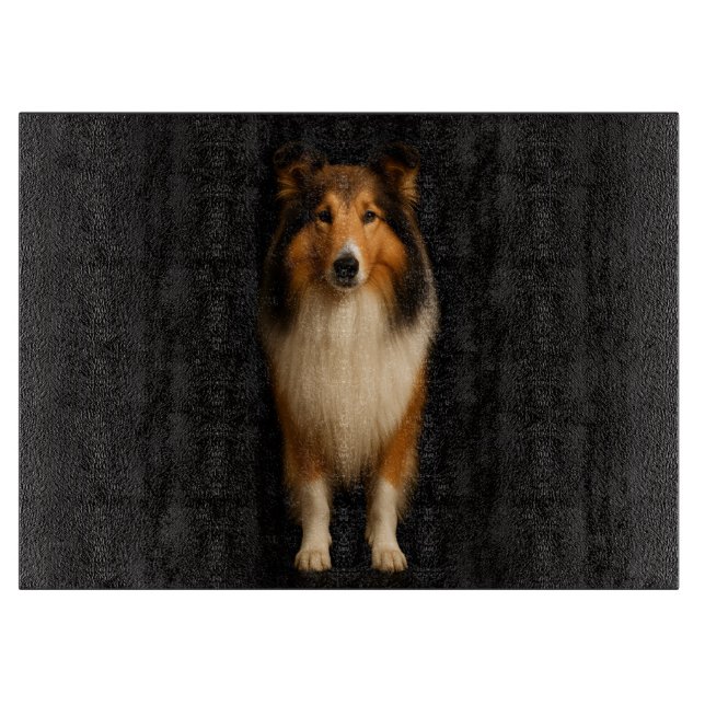 Black 4 Luxe Glass cutting board Loyal Collie Dog Schneidebrett (Vorderseite)