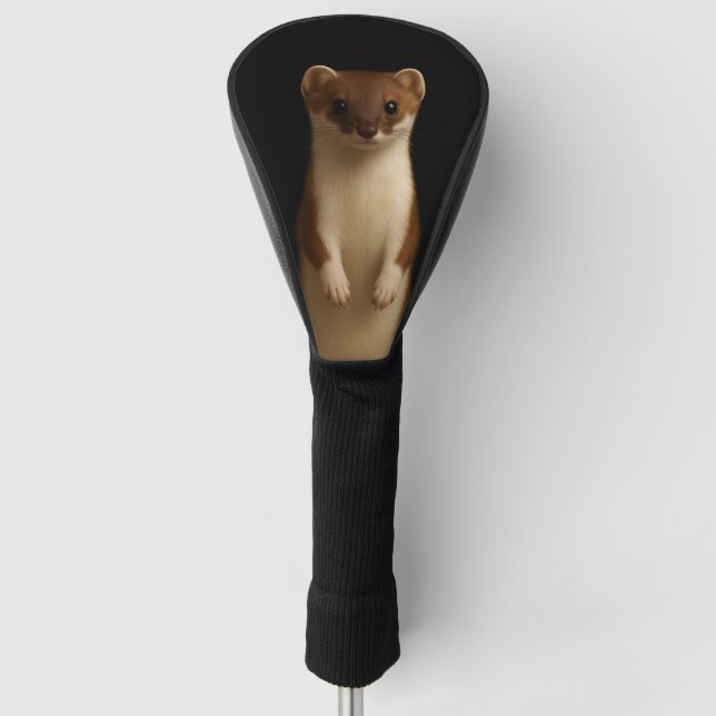 Black 4 Luxe Golf Driver Cover, Elegant Weasel Headcover (Vorderseite)