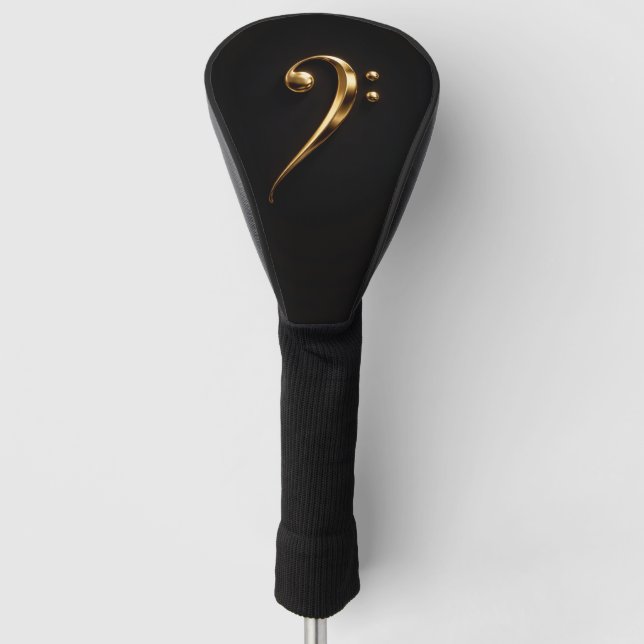 Black 4 Luxe Golf Driver Cover, Golden Bass Clef Headcover (Vorderseite)
