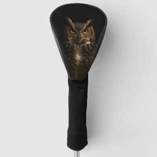 Black 4 Luxe Golf Driver Cover, Golden Eye Owl Headcover