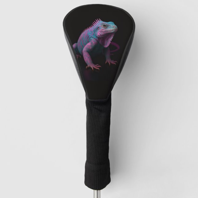 Black 4 Luxe Golf Driver Cover, Pink Iguana Golf Headcover (Vorderseite)
