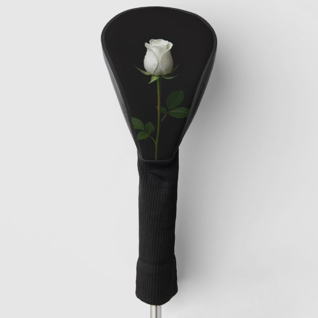 Black 4 Luxe Golf Driver Cover, Pure White Rose Headcover (Vorderseite)