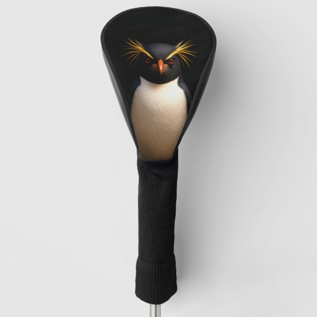 Black 4 Luxe Golf Driver Cover, Rockhopper Penguin Golf Headcover (Vorderseite)