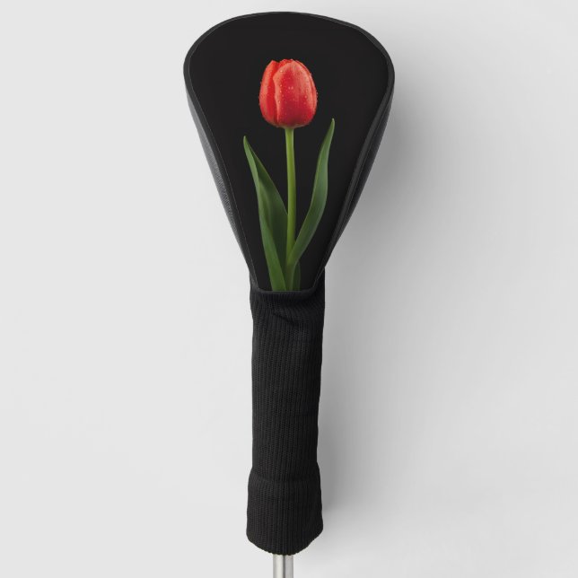 Black 4 Luxe Golf Driver Cover, Ruby Red Tulip Golf Headcover (Vorderseite)