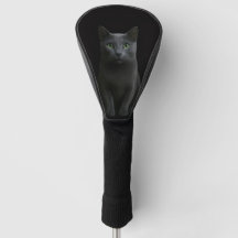 Black 4 Luxe Golf Driver Cover, Russian Blue Cat