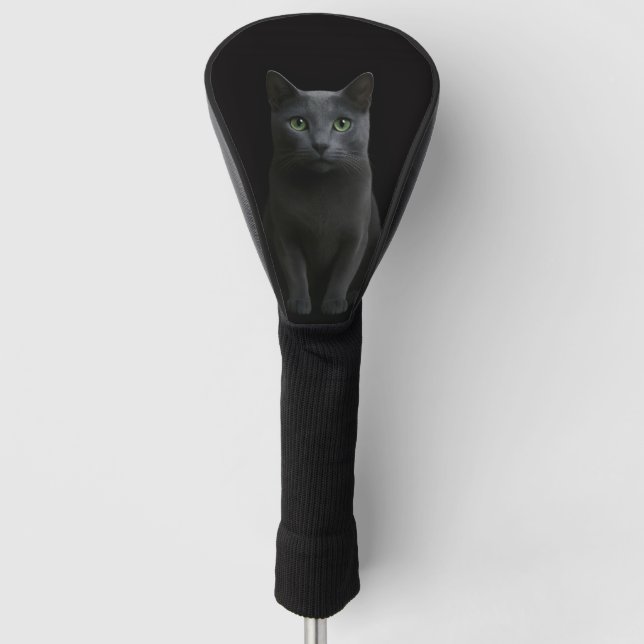 Black 4 Luxe Golf Driver Cover, Russian Blue Cat Headcover (Vorderseite)