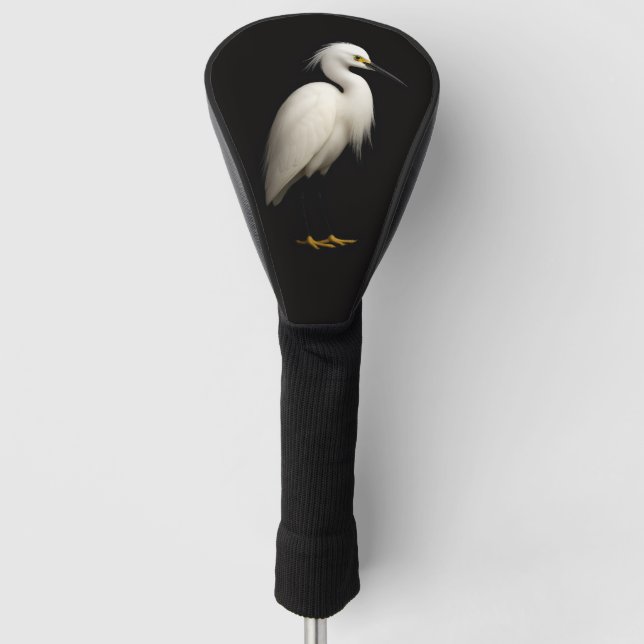 Black 4 Luxe Golf Driver Cover, Snowy Egret Golf Headcover (Vorderseite)