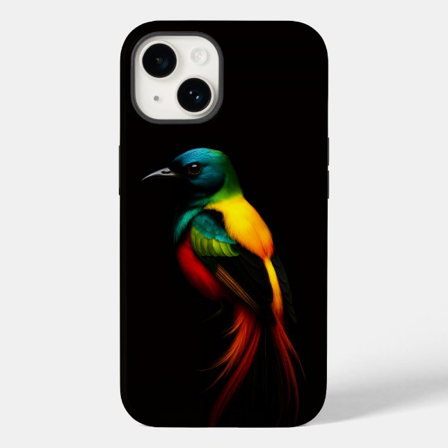 Black 4 Luxe iPhone 14 Case-Mate, Rainbow Bird Case-Mate iPhone 14 Hülle (Rückseite)