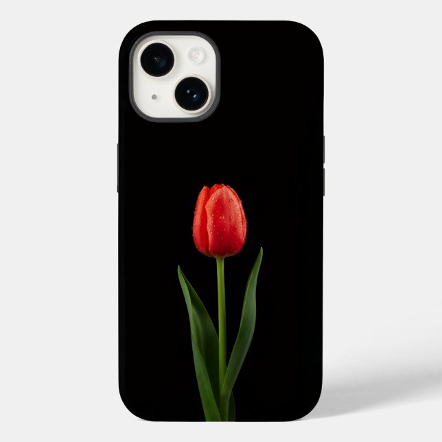 Black 4 Luxe iPhone 14 Mate, Ruby Red Tulip Case-Mate iPhone 14 Hülle (Rückseite)