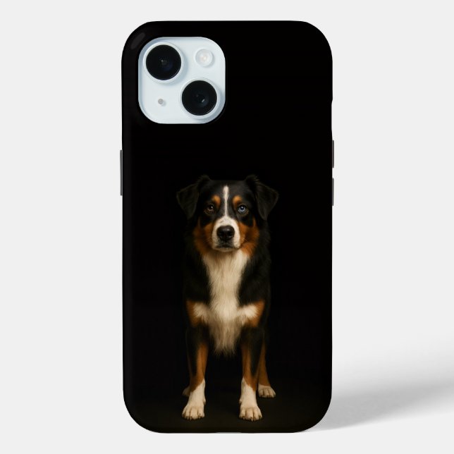 Black 4 Luxe iPhone 15 Case, Aussie Shepherd Case-Mate iPhone Hülle (Rückseite)