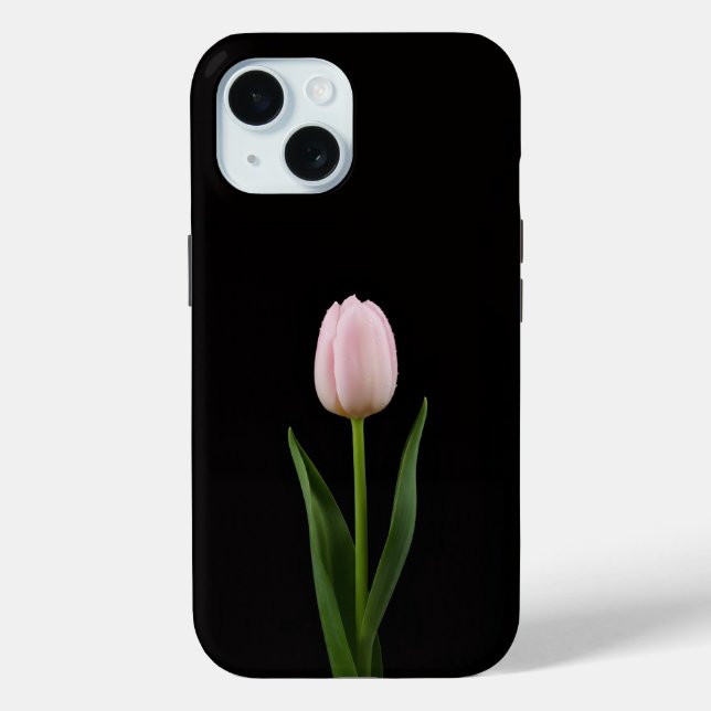 Black 4 Luxe iPhone 15 Case, Blush Pink Tulip Case-Mate iPhone Hülle (Rückseite)