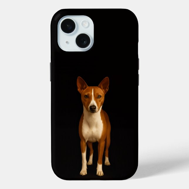 Black 4 Luxe iPhone 15 Case, Classy Basenji Dog Case-Mate iPhone Hülle (Rückseite)