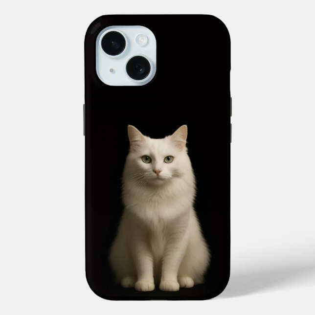 Black 4 Luxe iPhone 15 Case-Mate, Angora Cat Case-Mate iPhone Hülle (Rückseite)