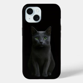 Black 4 Luxe iPhone 15 Case-Mate, Russian Blue Cat Case-Mate iPhone Hülle