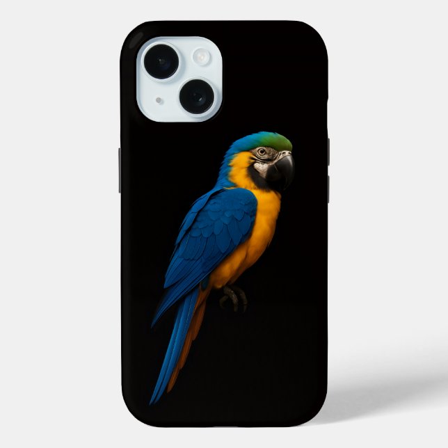Black 4 Luxe iPhone 15 Mate, Blue Yellow Macaw Case-Mate iPhone Hülle (Rückseite)