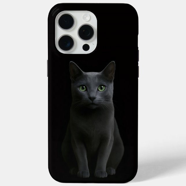 Black 4 Luxe iPhone 15 Pro Max, Russian Blue Cat Case-Mate iPhone Hülle (Rückseite)