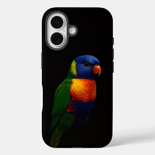 Black 4 Luxe iPhone 16 Case-Mate, Lorikeet Parrot Hülle (Rückseite)