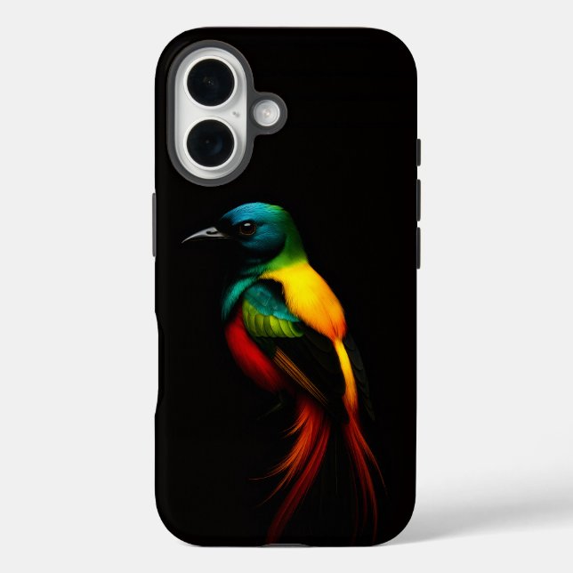 Black 4 Luxe iPhone 16 Case-Mate, Rainbow Bird Hülle (Rückseite)