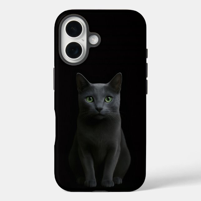 Black 4 Luxe iPhone 16 Case-Mate, Russian Blue Cat iPhone 16 Hülle (Rückseite)