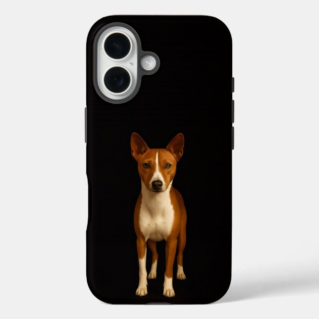 Black 4 Luxe iPhone 16 Mate, Classy Basenji Dog iPhone 16 Hülle (Rückseite)