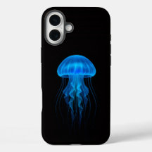 Black 4 Luxe iPhone 16 Plus Mate, Blue Jellyfish