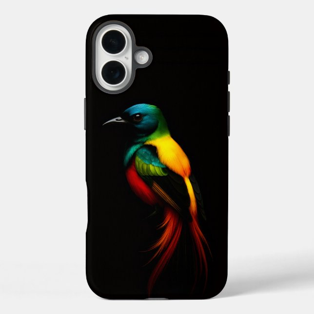 Black 4 Luxe iPhone 16 Plus Mate, Rainbow Bird Hülle (Rückseite)