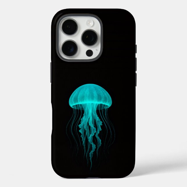 Black 4 Luxe iPhone 16 Pro, Green Jellyfish Pro Hülle (Rückseite)