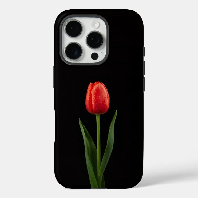 Black 4 Luxe iPhone 16 Pro, Ruby Red Tulip iPhone 16 Pro Hülle (Rückseite)