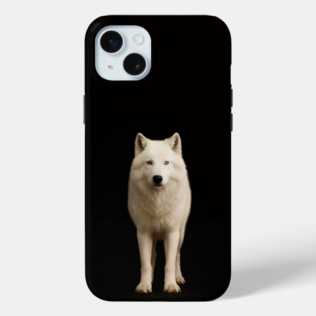 Black 4 Luxe, Ivory Arctic Wolf iPhone 15 Plus Case-Mate iPhone Hülle (Rückseite)
