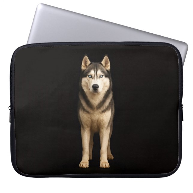 Black 4 Luxe Laptop Sleeve, Icy Elite Husky Laptopschutzhülle (Vorderseite)