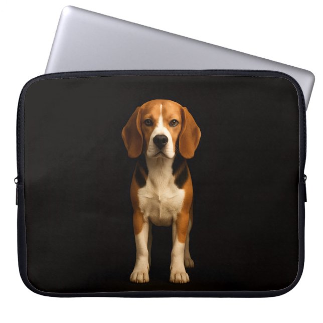 Black 4 Luxe Laptop Sleeve, Kind Beagle Laptopschutzhülle (Vorderseite)