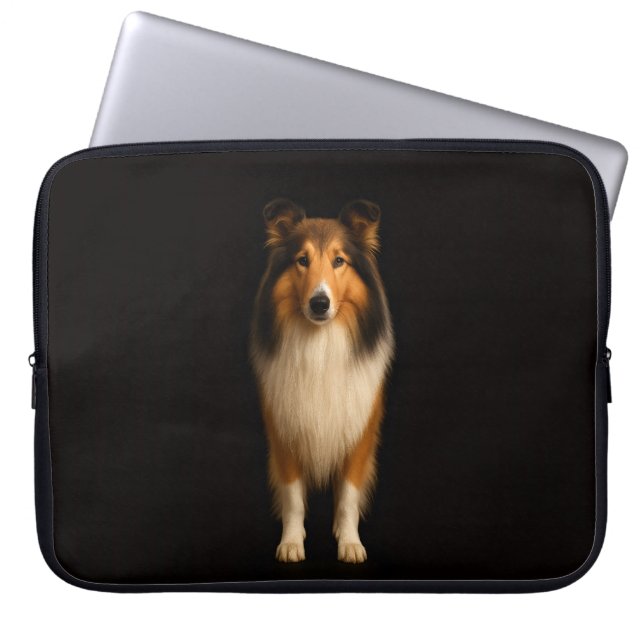 Black 4 Luxe Laptop Sleeve, Loyal Collie Dog Laptopschutzhülle (Vorderseite)