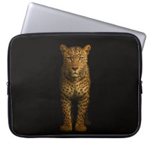 Black 4 Luxe Laptop Sleeve, Majestic Leopard