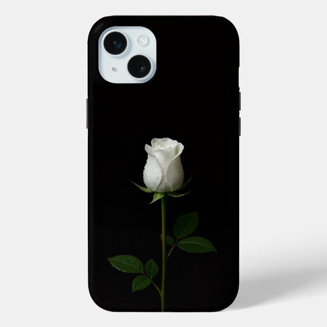 Black 4 Luxe, Pure White Rose iPhone 15 Plus Case-Mate iPhone Hülle (Rückseite)