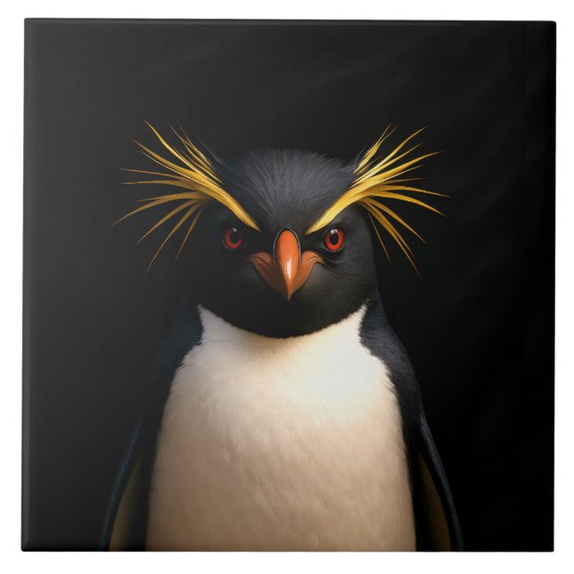 Black 4 Luxe Tile mit Rockhopper Penguin Fliese (Vorderseite)