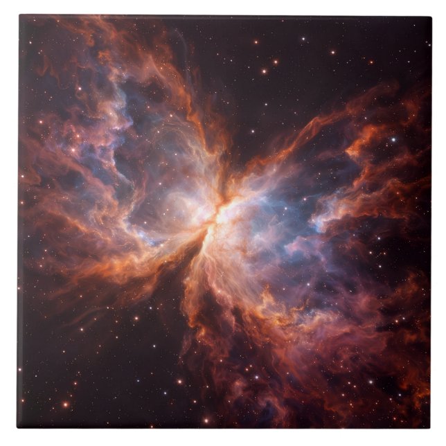 Black 4 Luxe Tile with Butterfly Nebula Fliese (Vorderseite)