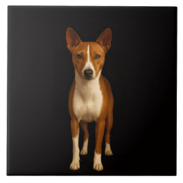 Black 4 Luxe Tile with Classy Basenji Dog Fliese